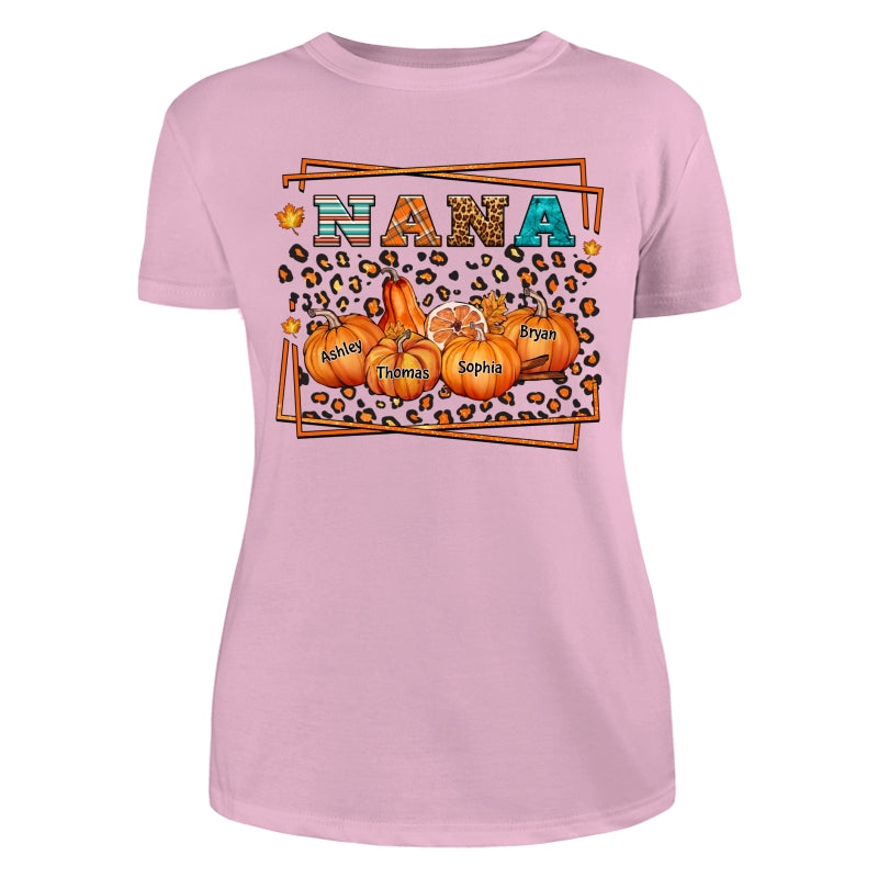 Fall Season Grandma Leopard Pumpkins Personalized Shirt