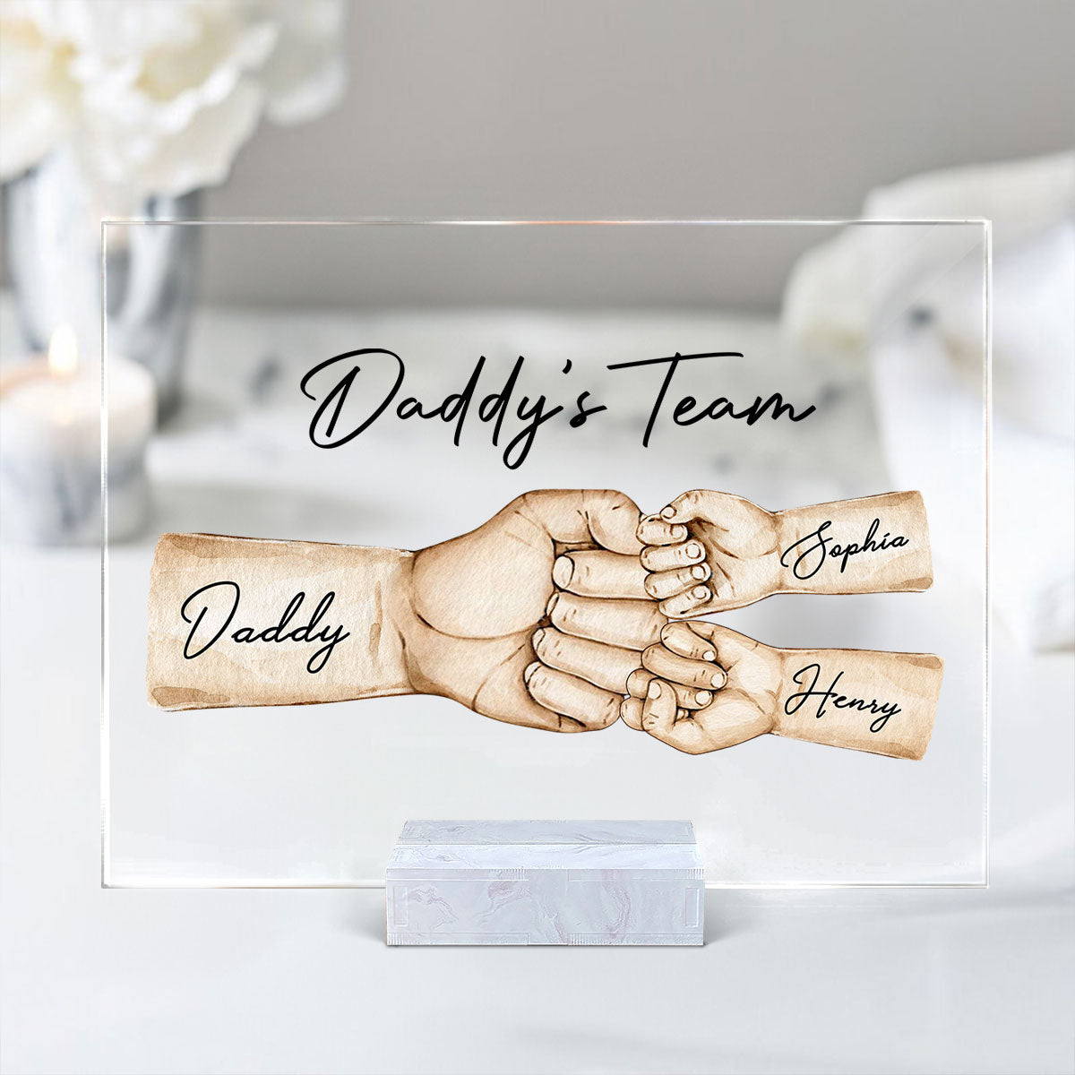 Daddy's Team Fist Bump Personalized Acrylic Plaque