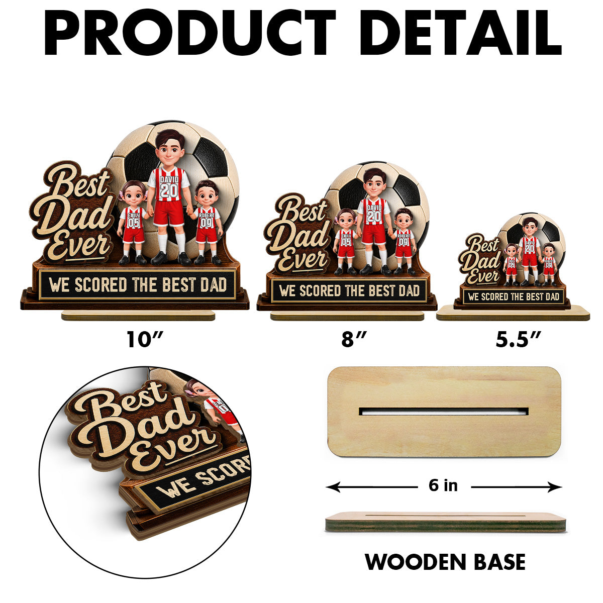 We Scored The Best Dad Soccer Dad & Kids - Personalized 2-Layered Wooden Plaque - Gift For Soccer Dad, UK Football Dad