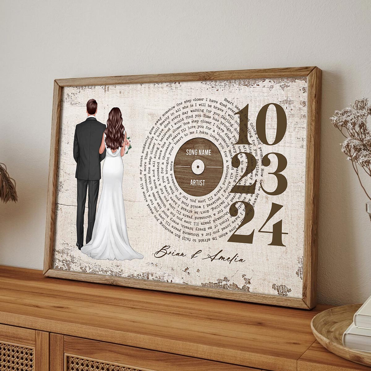 Couple Anniversay Date Custom Vinyl Lyrics Personalized Poster, Wedding Song Dance, Gift for her & for him