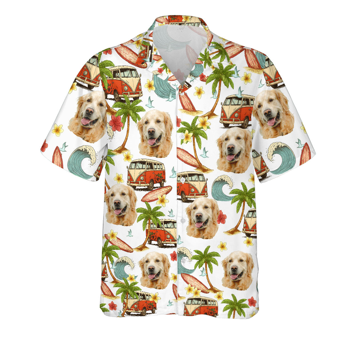 Summer Vibe Pattern Custom Dog Cat Face Personalized Hawaiian Shirt