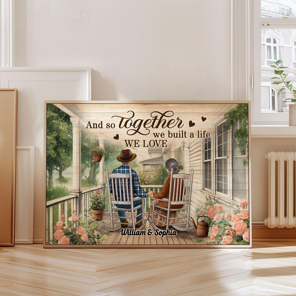 Couple Sitting On The Porch, Growing Old Together Personalized Poster, Heartfelt Gift For Couple, For Him, For Her, Husband, Wife