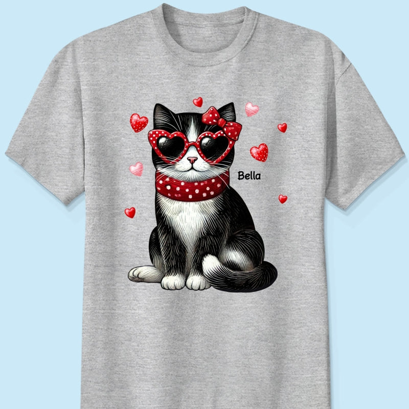 Retro Coquette Cat Sitting Sweatshirt, Personalized Sweatshirt For Cat Moms