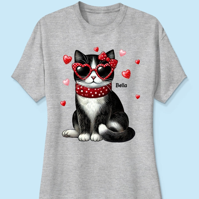 Retro Coquette Cat Sitting Sweatshirt, Personalized Sweatshirt For Cat Moms