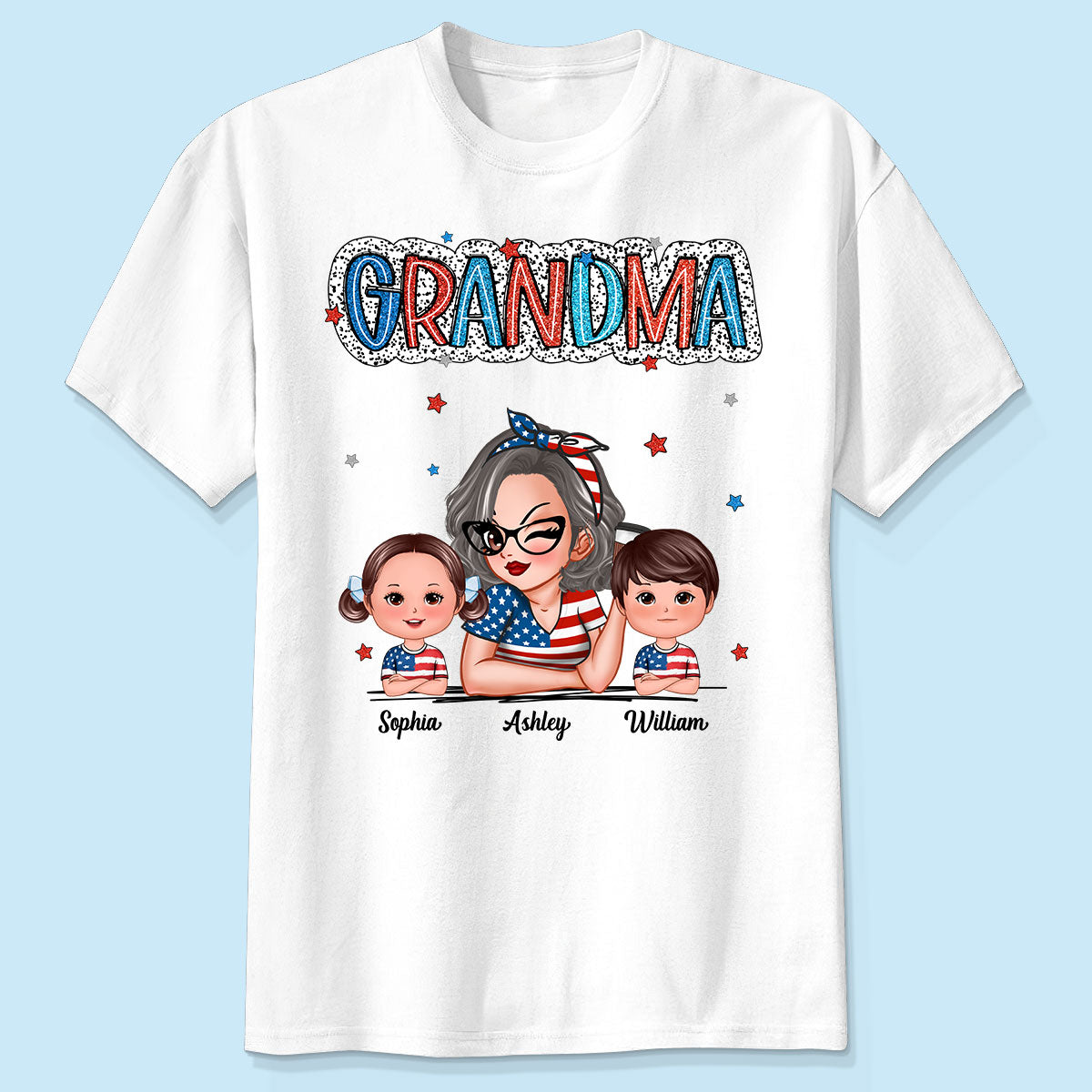 4th Of July Grandma And Grandkids Personalized Shirt, America Independence Day