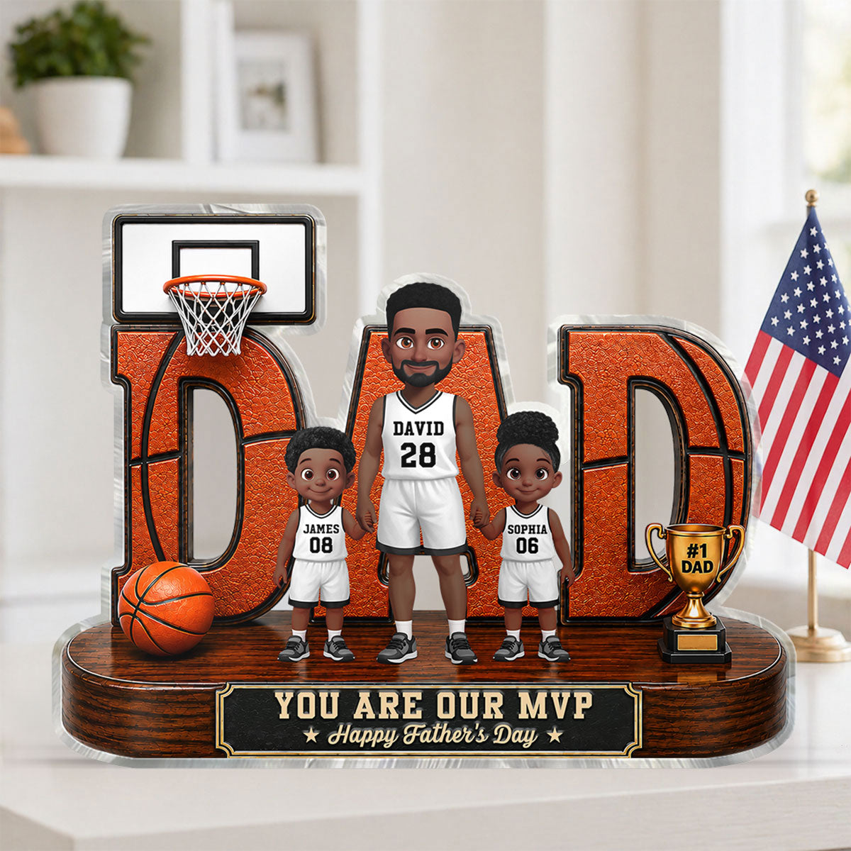 Basketball Dad Legend You Are Our MVP 2D Flat Printed - Personalized Acrylic Block Plaque - Gift For Dad, Husband, Basketball Fans
