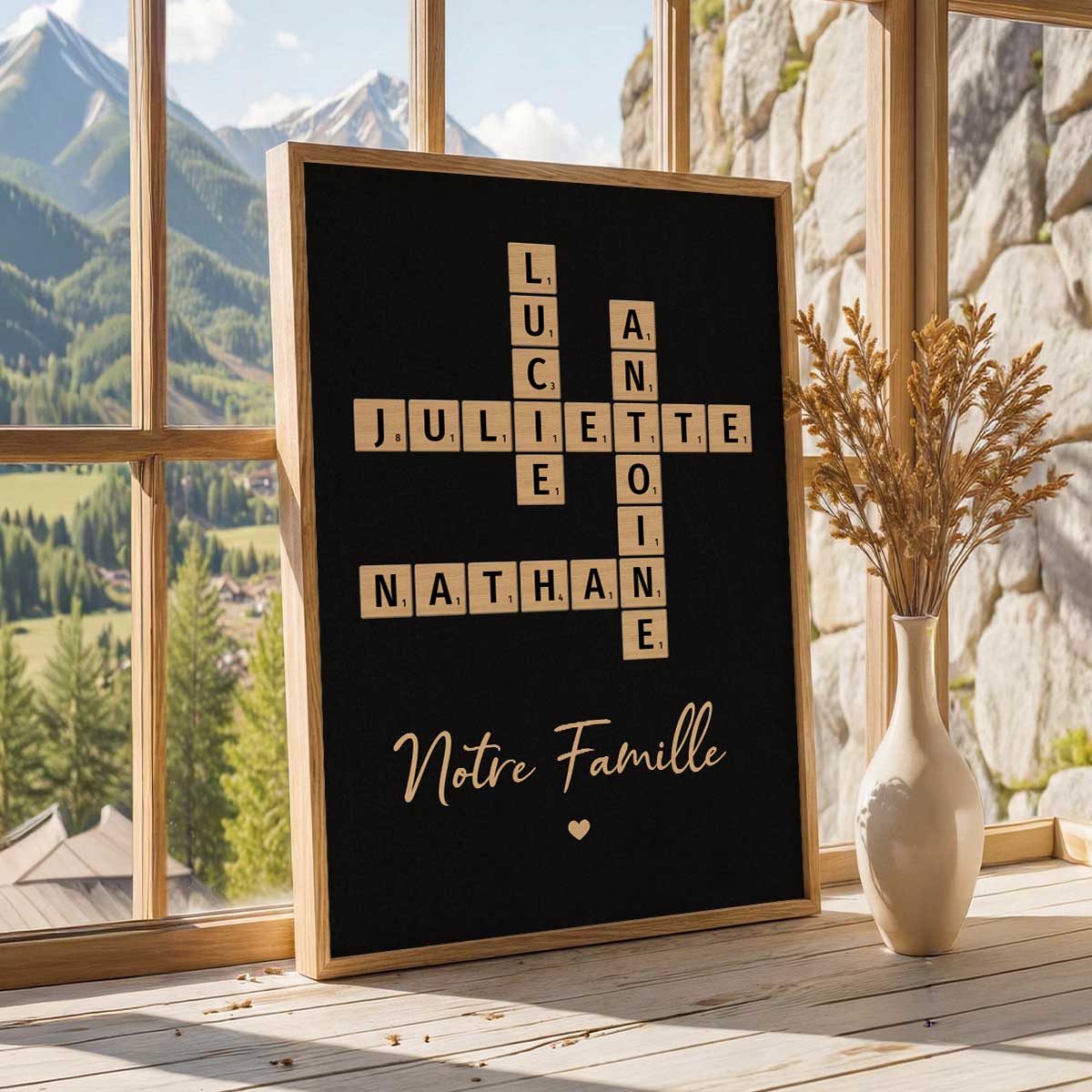 Tableau Mots Croiss de Famille - Cr en un instant, chri pour toujours - Affiche Personnalise