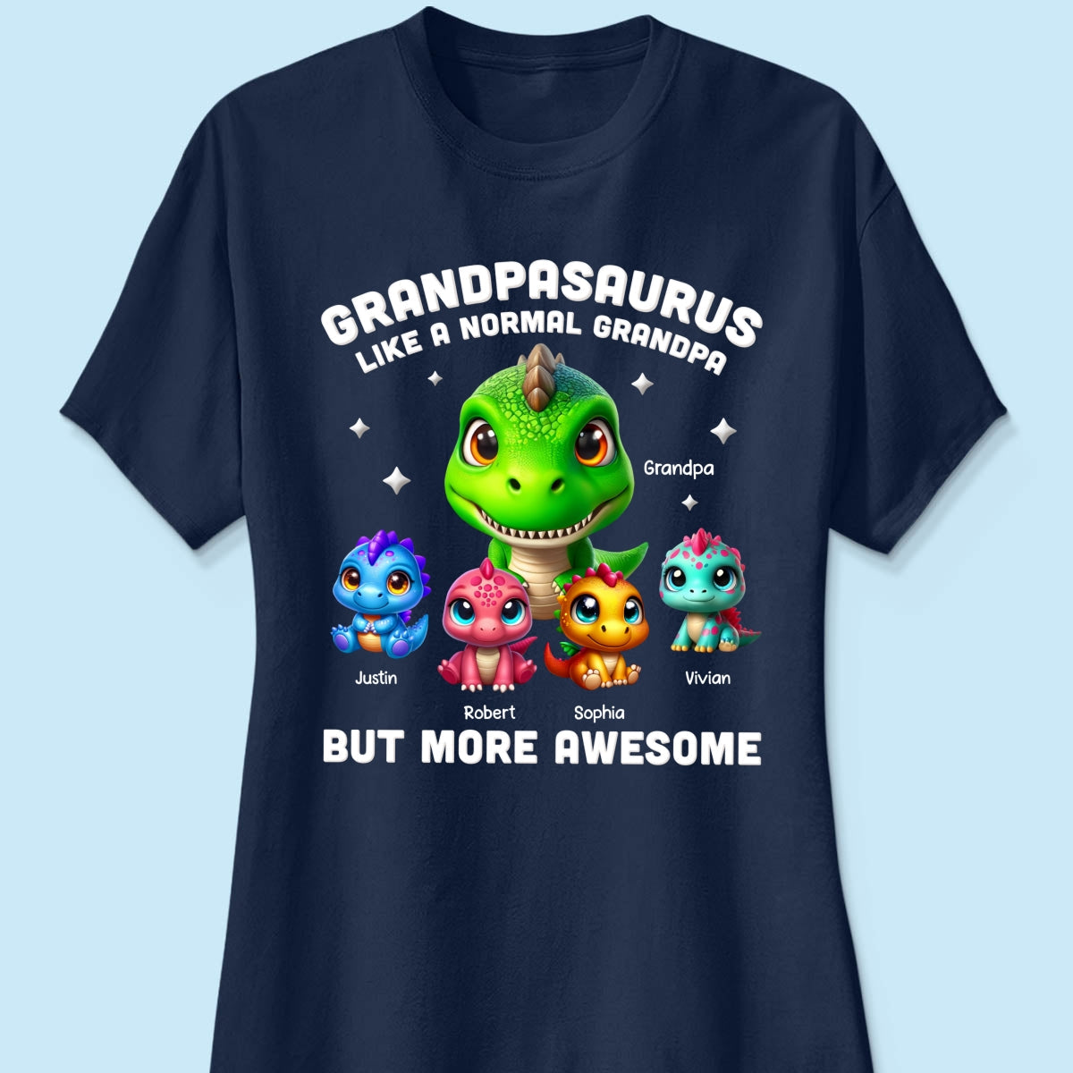 Daddysaurus Grandpasaurus 3D Dinosaurs Personalized Shirt, Father's Day Gift For Dad, For Grandpa