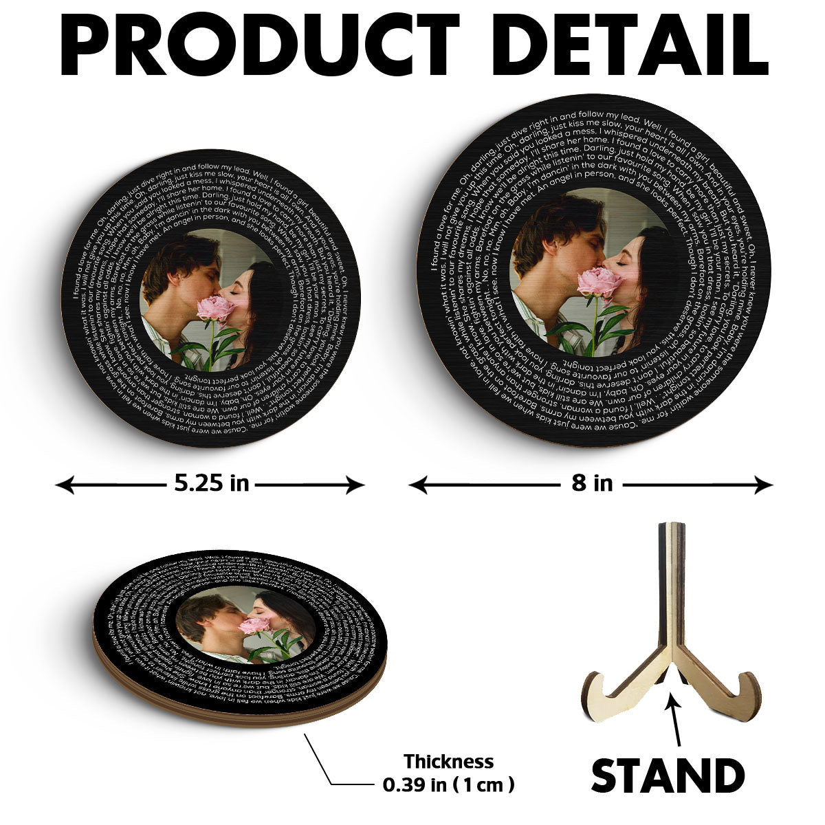 Upload Photo Black White Vinyl Record Personalized 2-Layer Wooden Plaque, Birthday Anniversary Gift For Couple, For Bestie