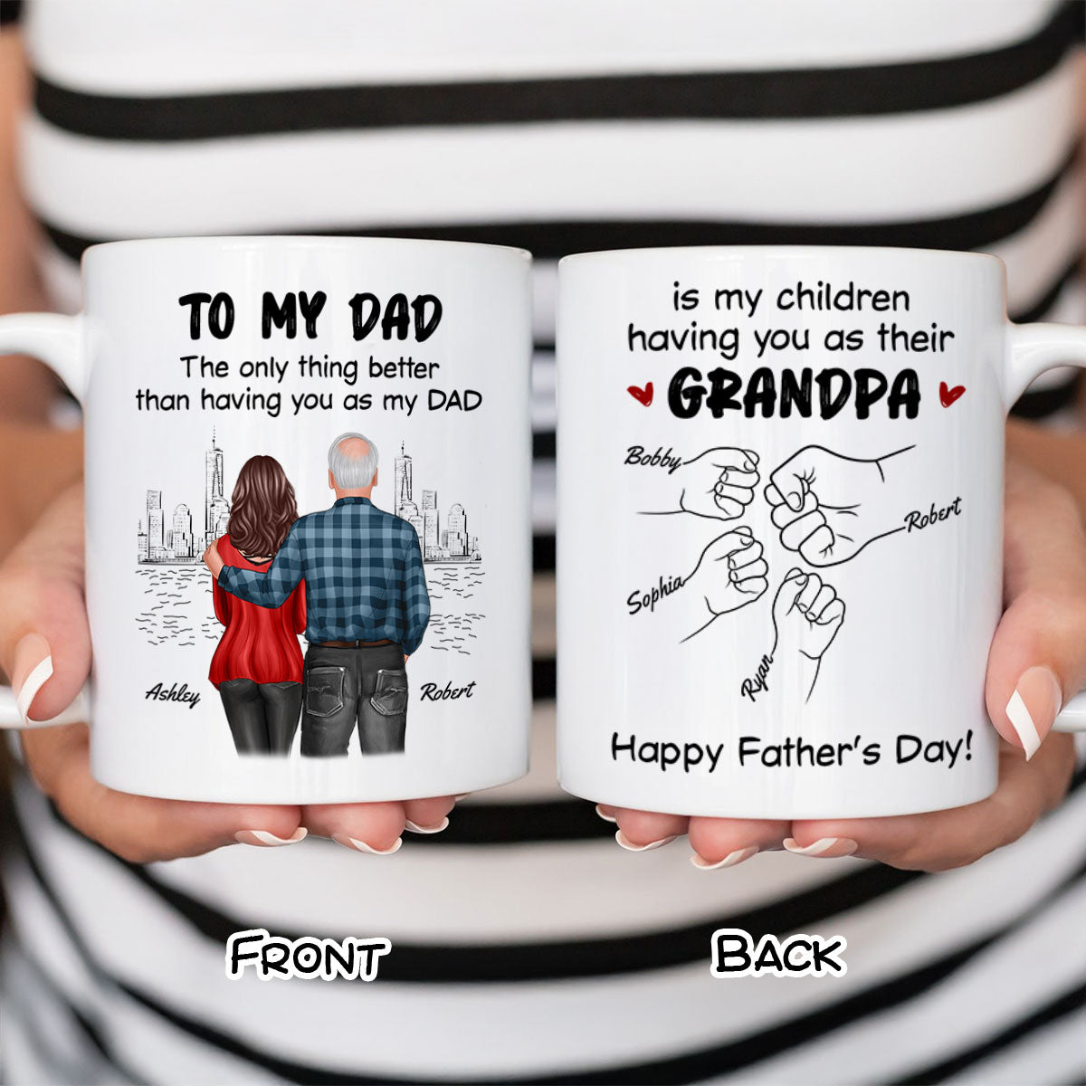 To Dad My Children Having You As Their Grandpa Fist Bump Personalized Mug, Gift For Dad