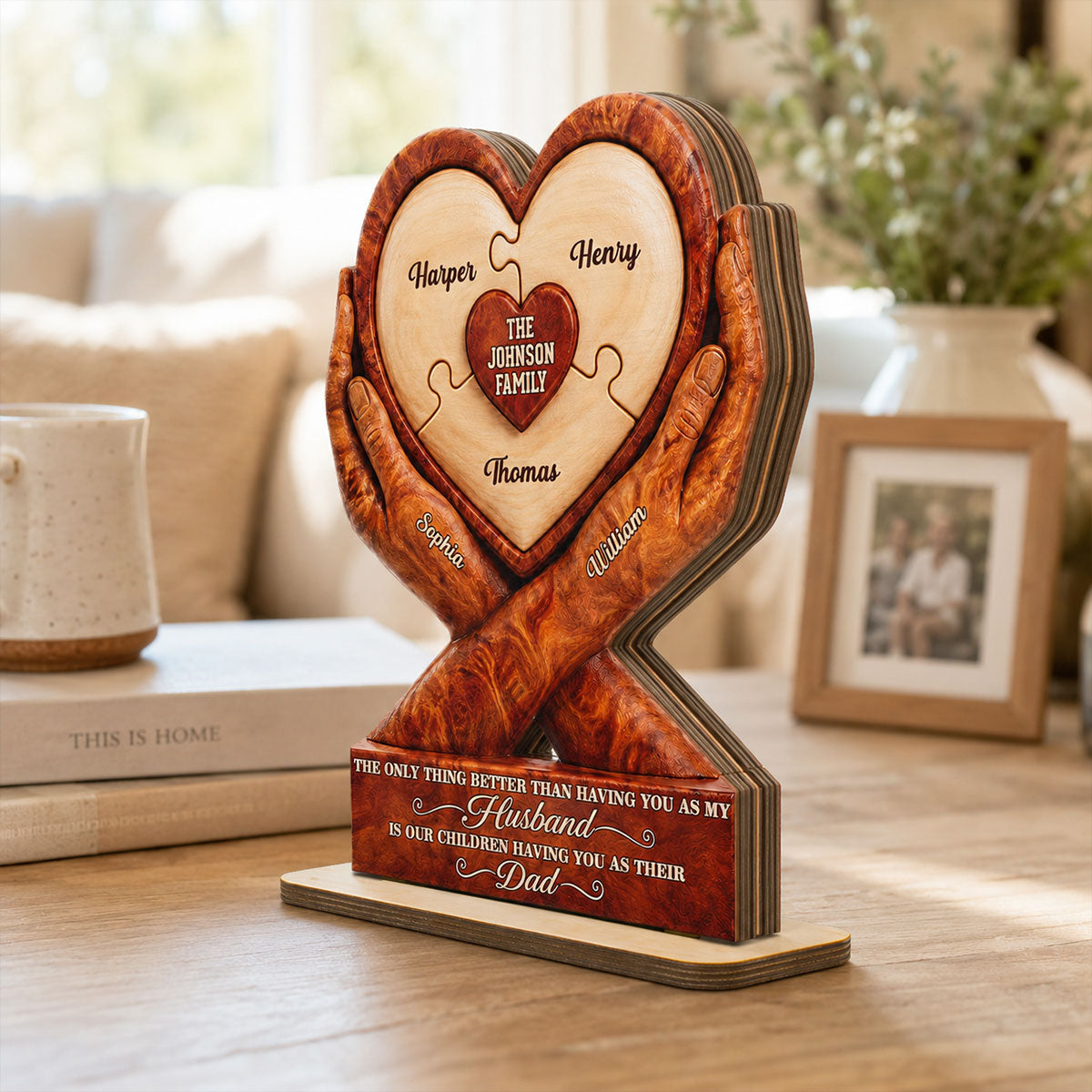Our Children Having You As Their Dad 2D Flat Printed - Personalized 2-Layered Wooden Plaque - Gift For Husband