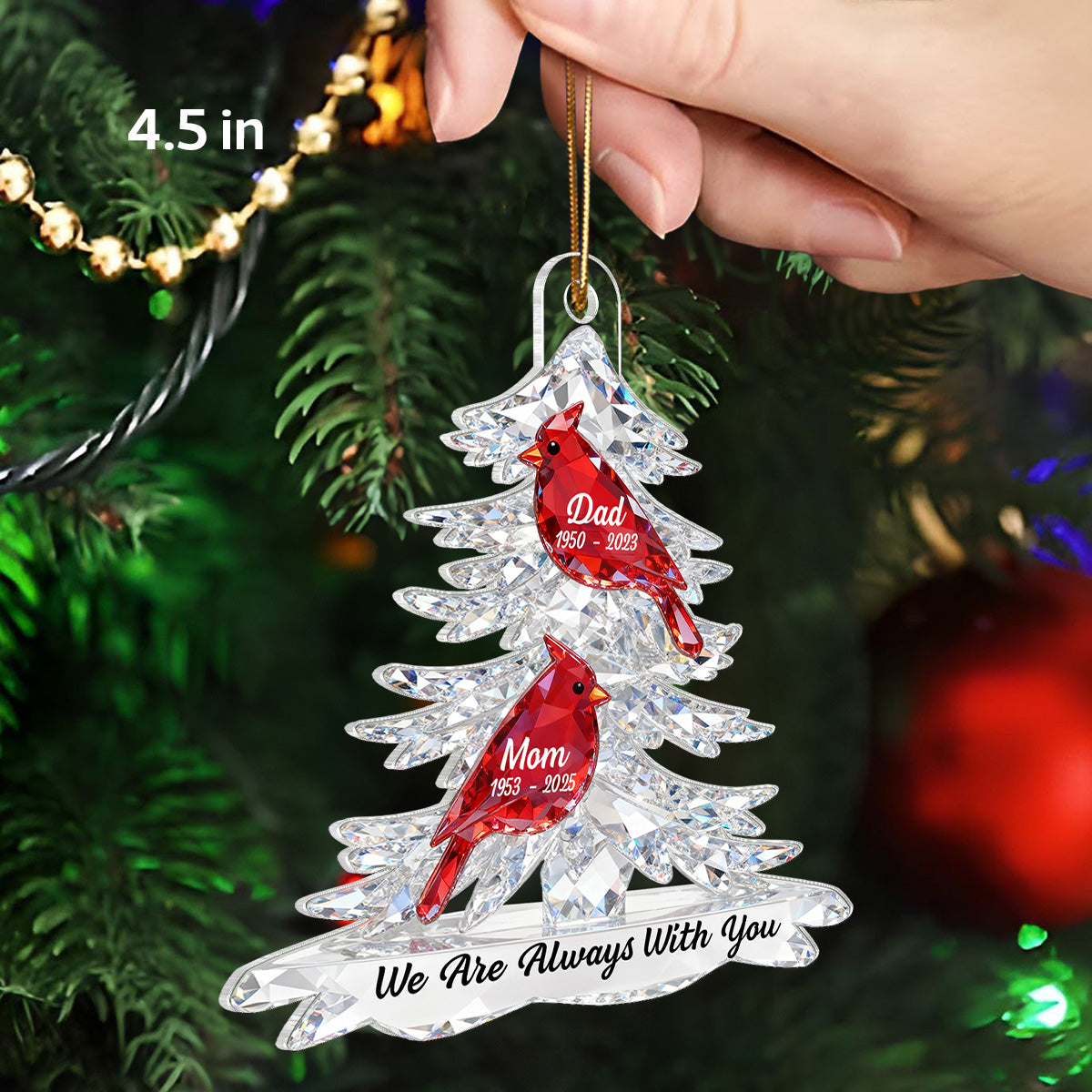 3D Effect Cardinals Memorial - Personalized Acrylic Car Hanger - Remembrance Gift, Sympathy Gift For Whole Family, Extended Family