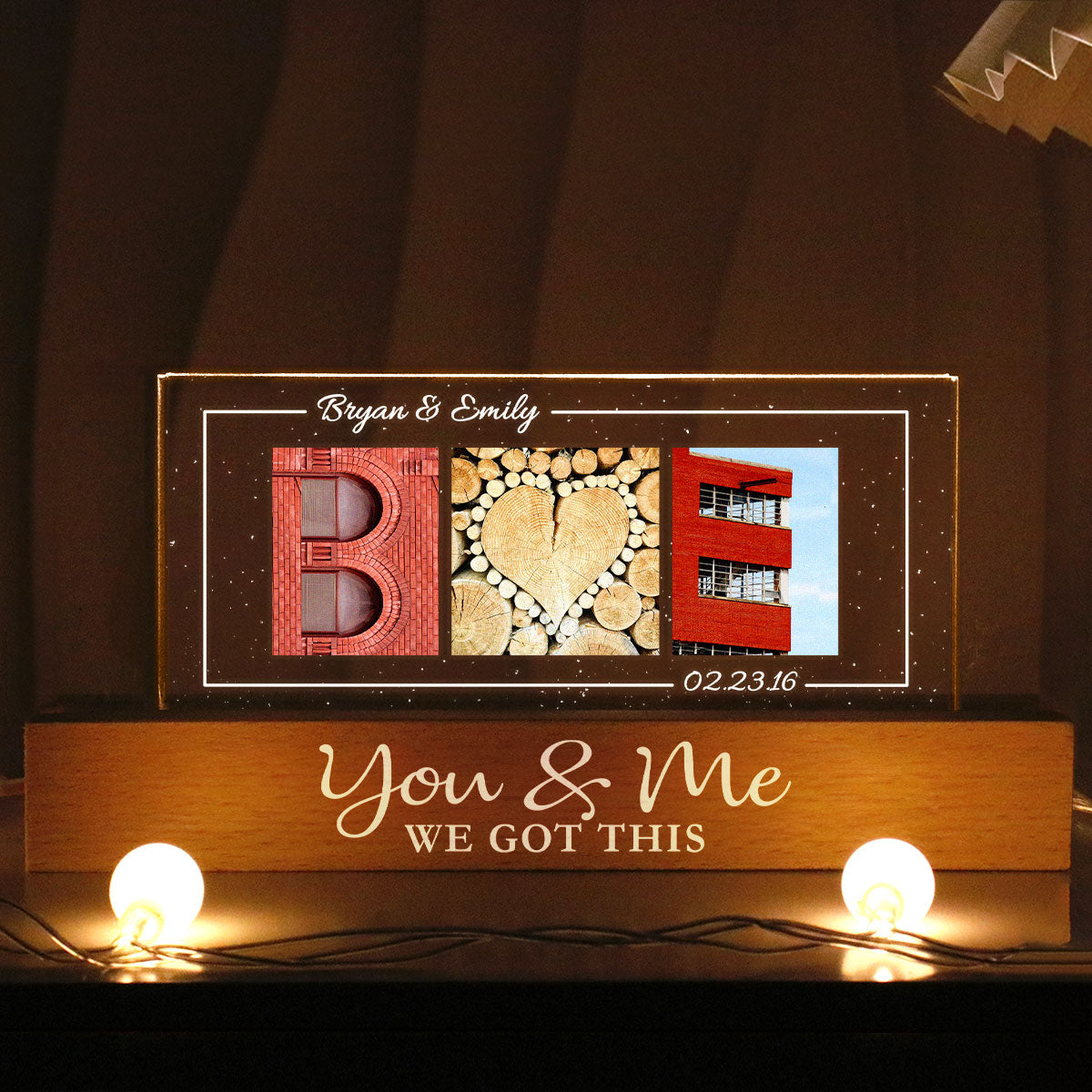 Couple Initials Alphabet Photography Art Anniversary Gift Personalized Acrylic Block LED Night Light, Heartfelt 2025 Gift, Anniversary Gift For Girlfriend, For Wife