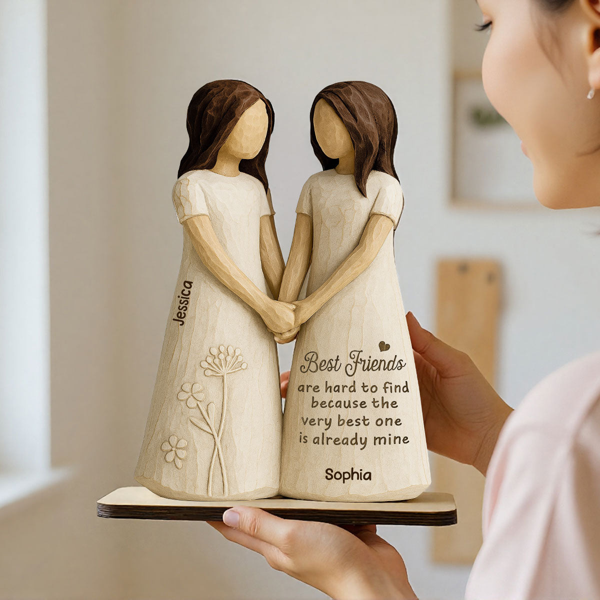 Best Friends Are Hard To Find 3D Effect - Personalized 2-Layered Wooden Plaque - Gift for Besties, Best Friends