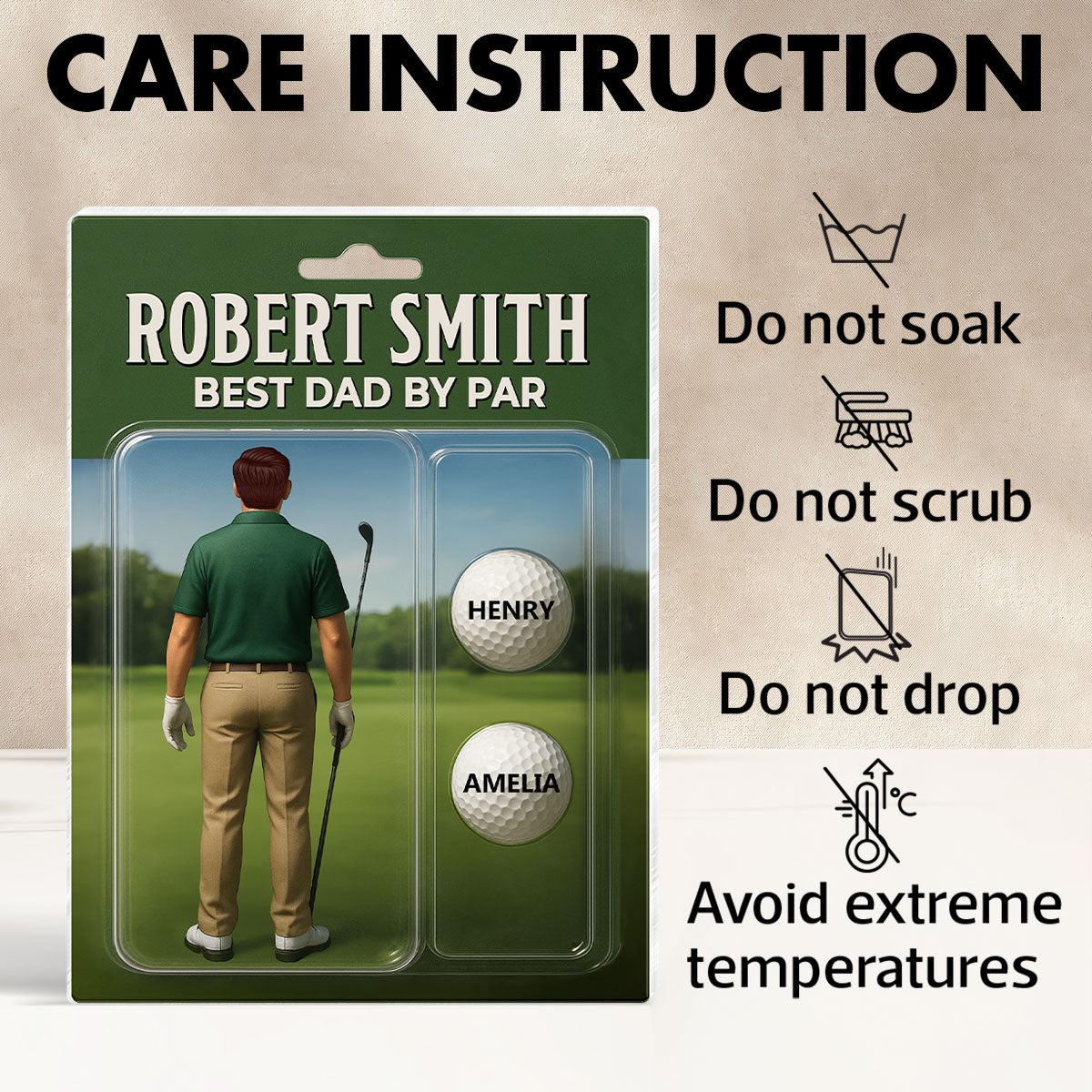 Custom Figure Best Dad By Par With Kids' Names Personalized Acrylic Block Plaque, Perfect Gift For Dad, For Him, For Golf Lover