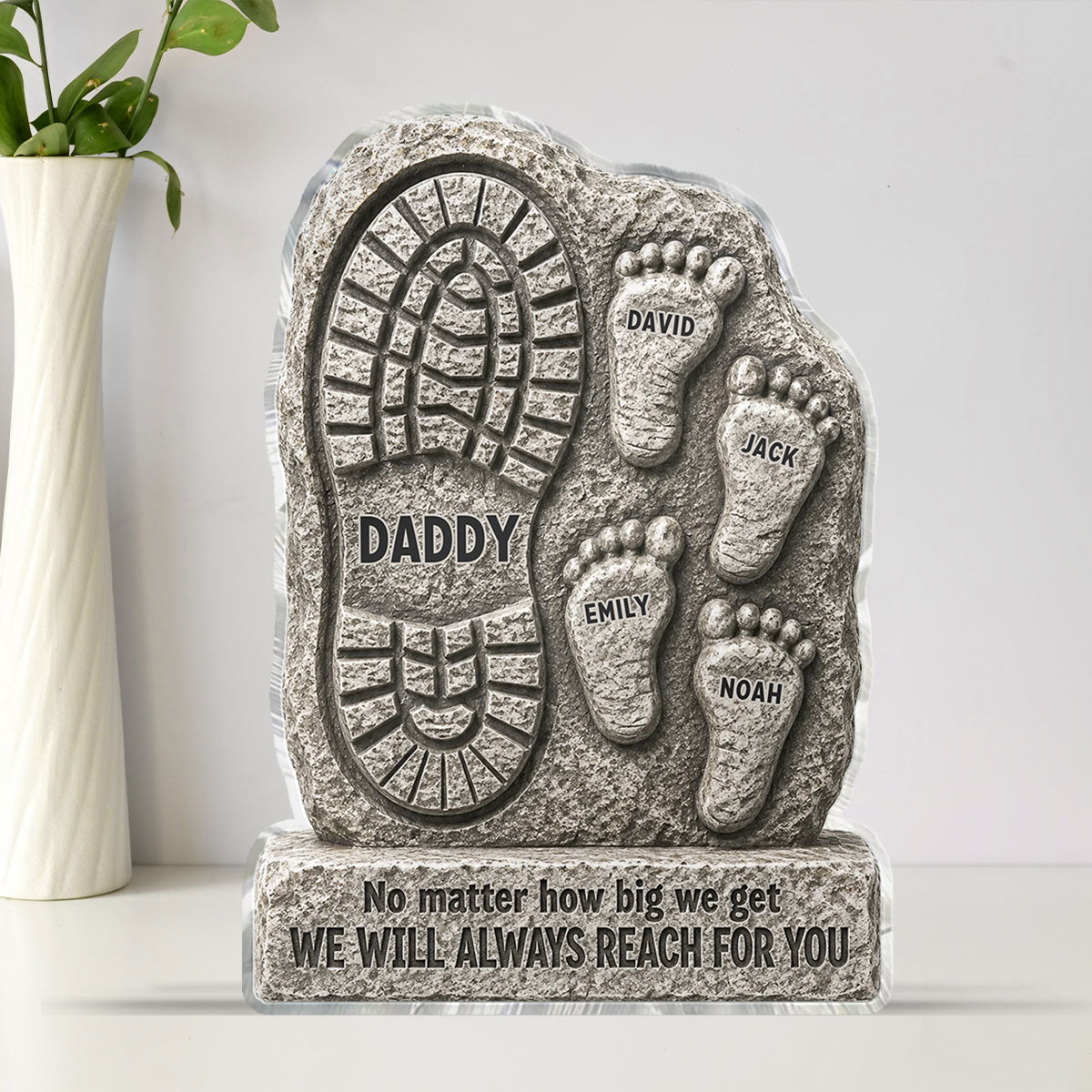 No Matter How Big We Get Always Reach For You Dad - Personalized Acrylic Block Plaque - Heartfelt Gift For Dad, Husband