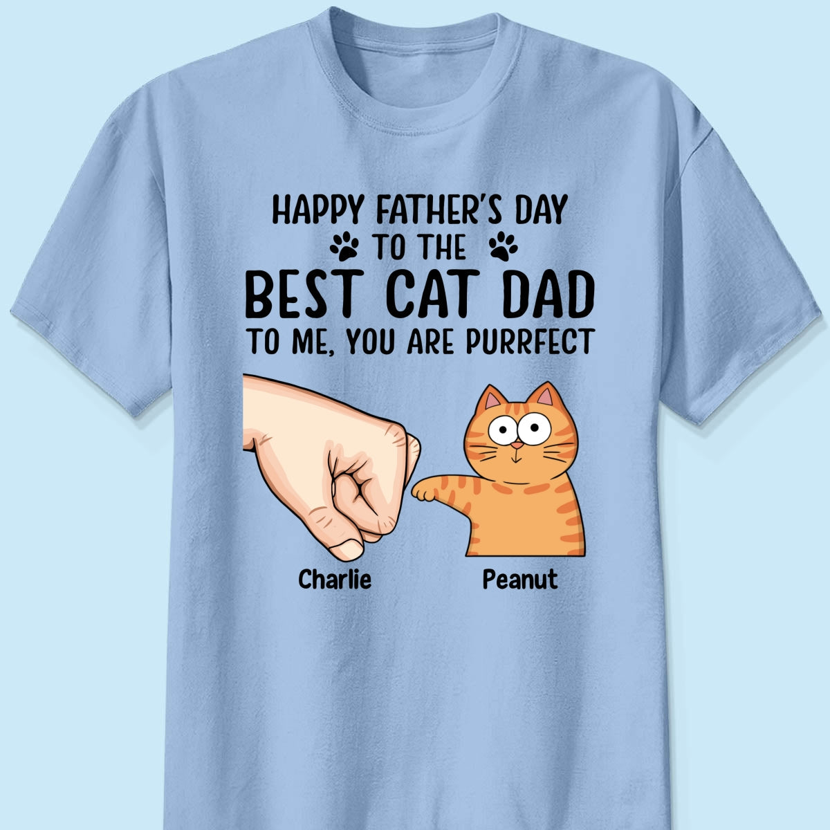 Happy Fatherās Day To The Best Cat Dad Personalized Shirt, Father's Day Gift For Cat Dad, Husband, Boyfriend