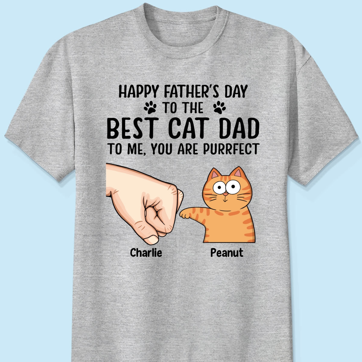Happy Fatherās Day To The Best Cat Dad Personalized Shirt, Father's Day Gift For Cat Dad, Husband, Boyfriend