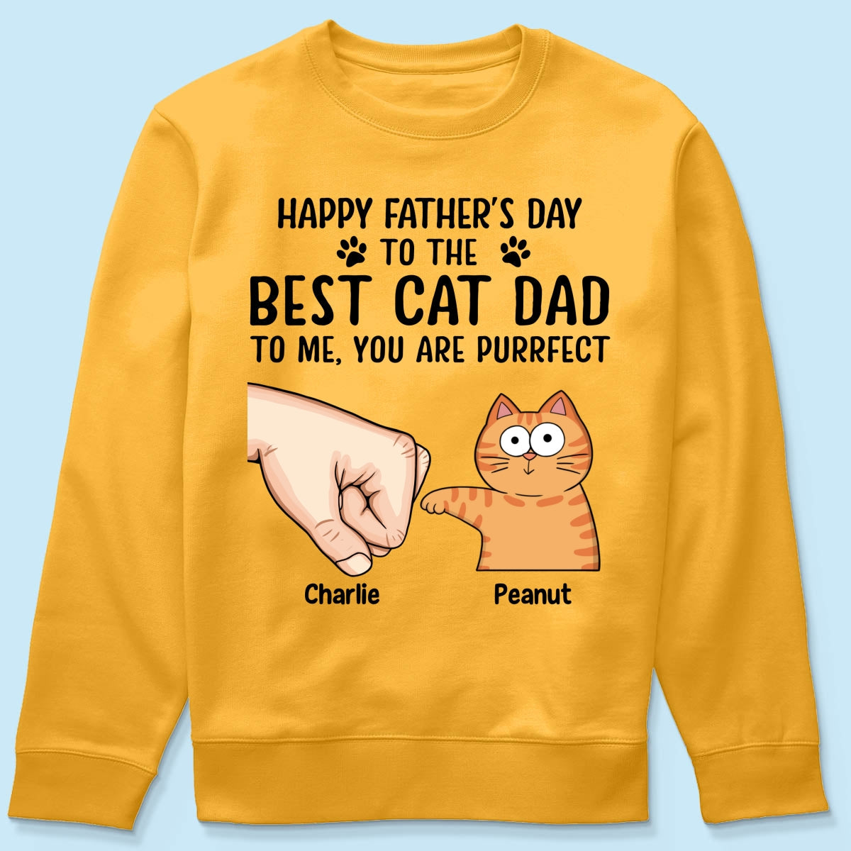 Happy Fatherās Day To The Best Cat Dad Personalized Shirt, Father's Day Gift For Cat Dad, Husband, Boyfriend