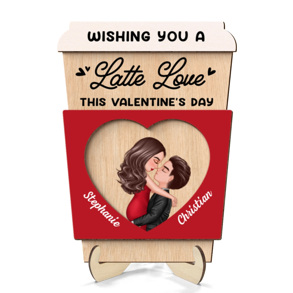 Wishing You A Latte Love Gift For Him Gift For Her Personalized 2-layer Wooden Plaque