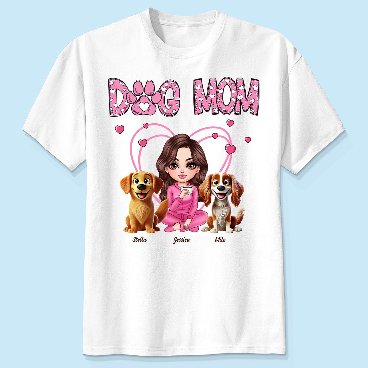 Pink Dog Mom Funny Cartoon Dog Personalized Shirt, Gift For Dog Lovers, Dog Moms