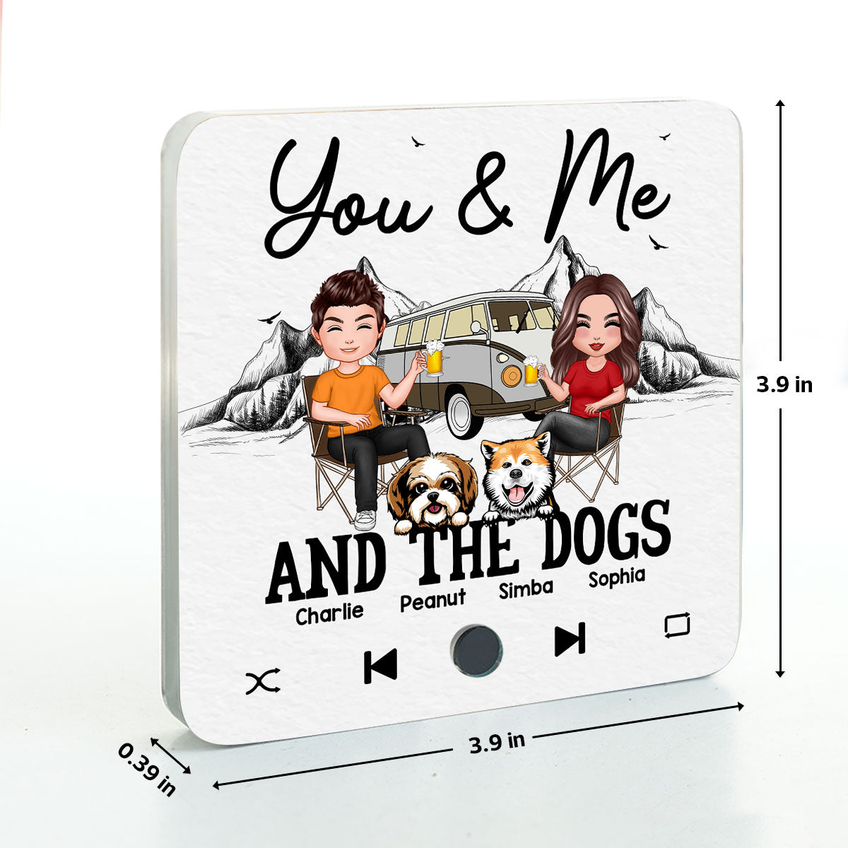 You Me & The Dogs Camping Couple Gift For Camping Lover Personalized Music Fridge Magnet