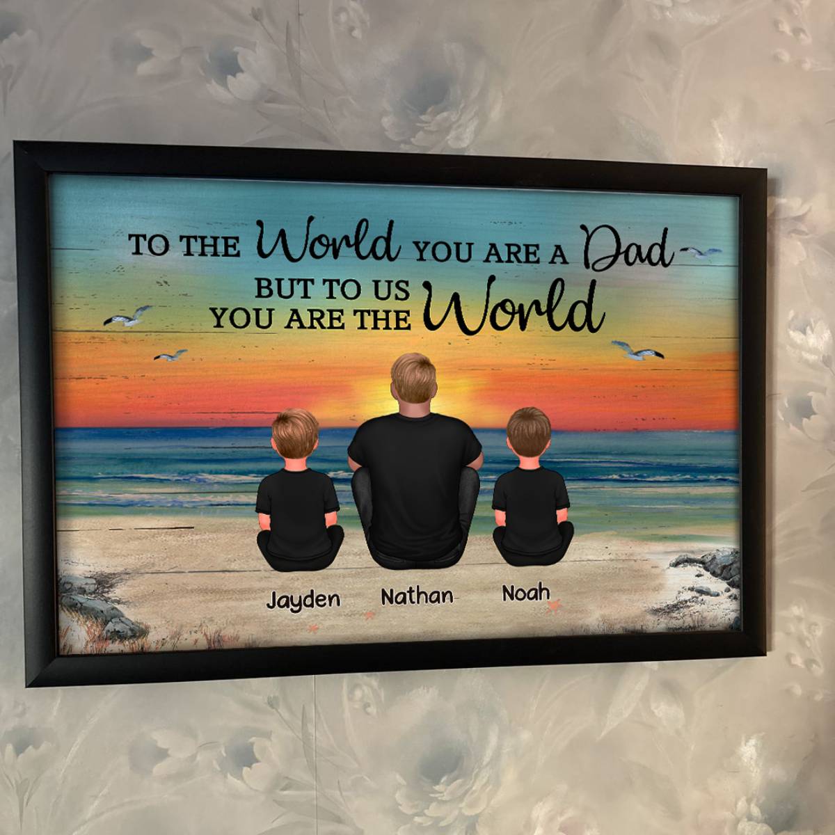 Dad And Sons Daughters Retro Vintage Beach - Personalized Poster - Gift For Dad, Husband