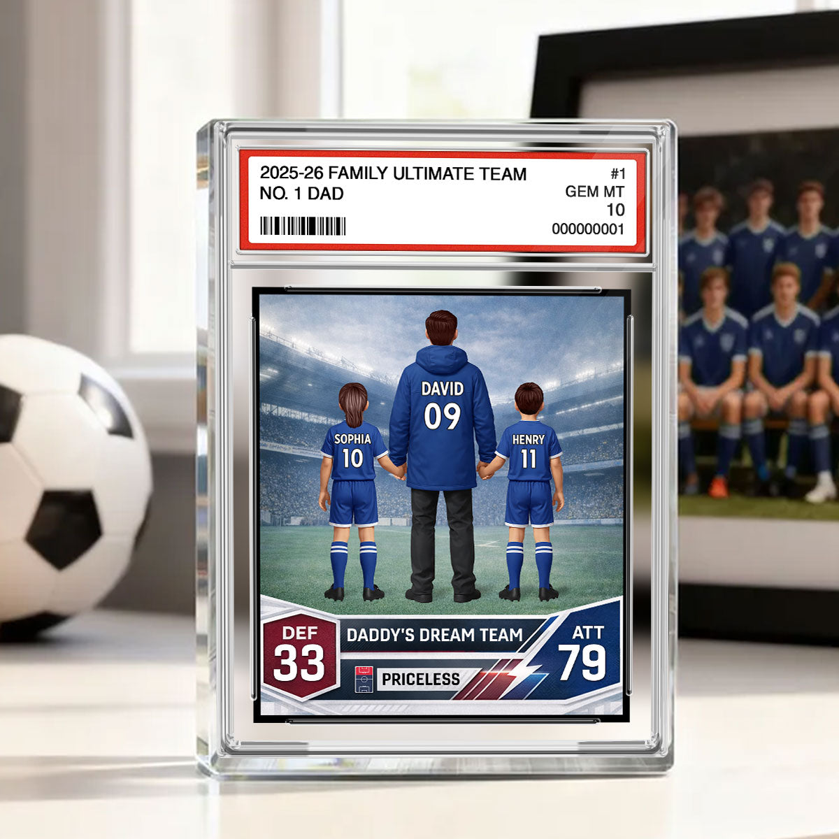 Our Match Of A Lifetime Trading Card - Personalised Acrylic Block Plaque - UK Gift For Football Dad