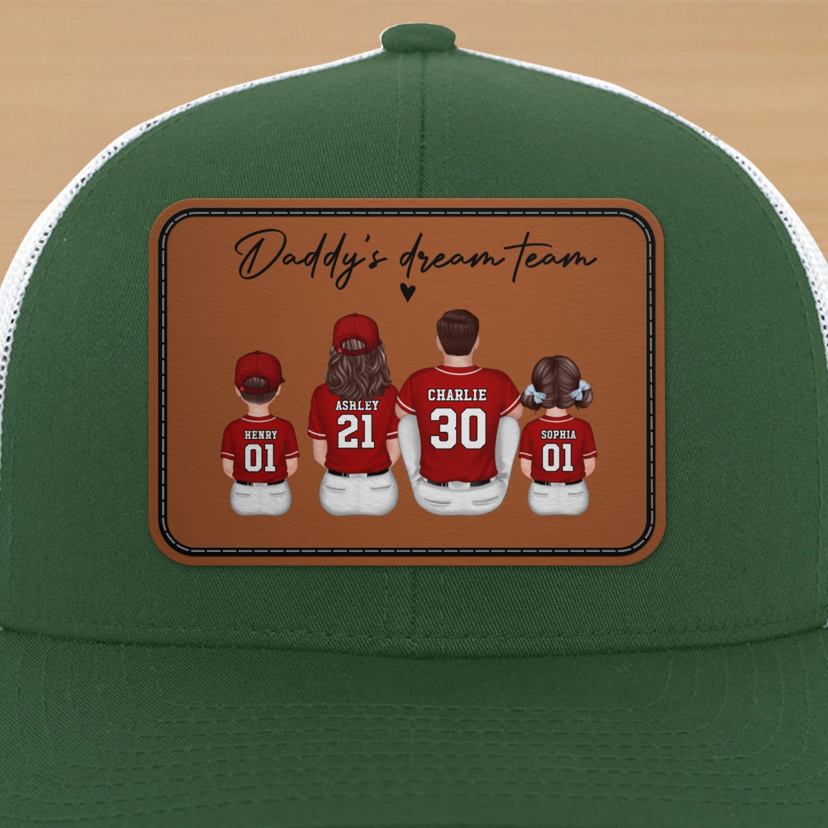 Daddy's Dream Team Personalized Trucker Hat, Father's Day Snapback Baseball Hat Gift for Baseball Dads