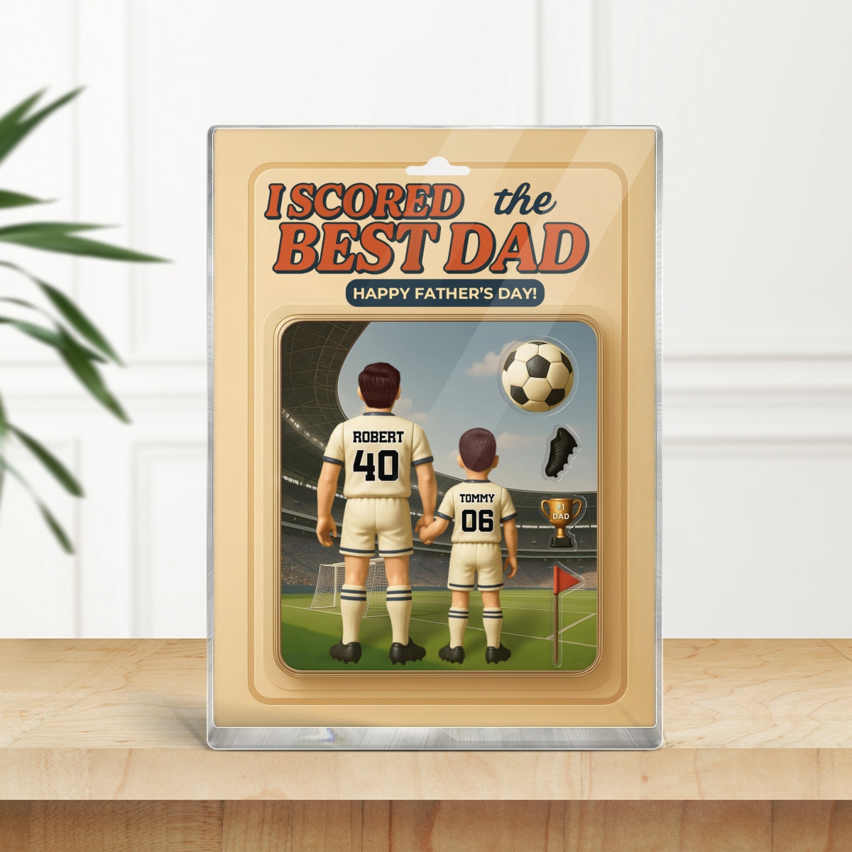 I Scored the Best Dad Football Custom Action Figure Personalized Acrylic Block Plaque, Gift for Dad, Gift for Husband