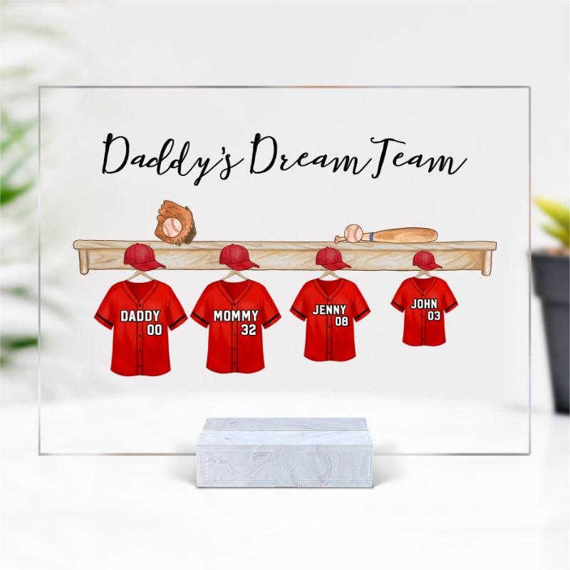 Daddy's Baseball Team Personalized Acrylic Plaque