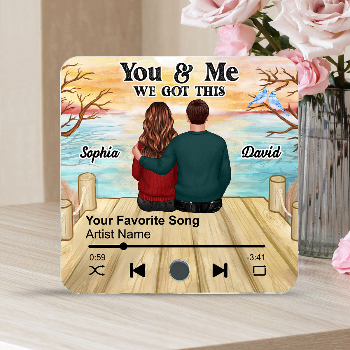 Couple Sitting Together Personalized Music Fridge Magnet, Heartfelt 2025 Gift For Couple, For Him, For Her, Boyfriend, Girlfriend, Husband, Wife