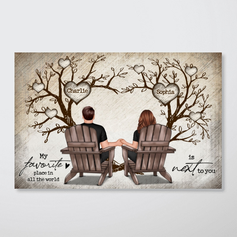 Couple Heart Tree Sitting Personalized Poster, Home Decoration, Anniversary Gift For Couple, Gift For Him, For Her