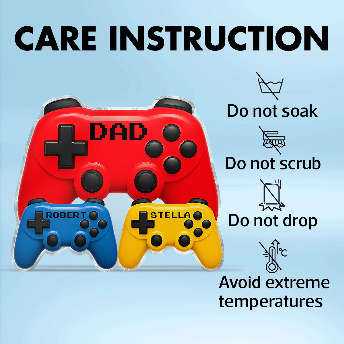 Gamer Dad Controllers - Personalized Acrylic Block Plaque - Gift For Dad, Husband, Gamers