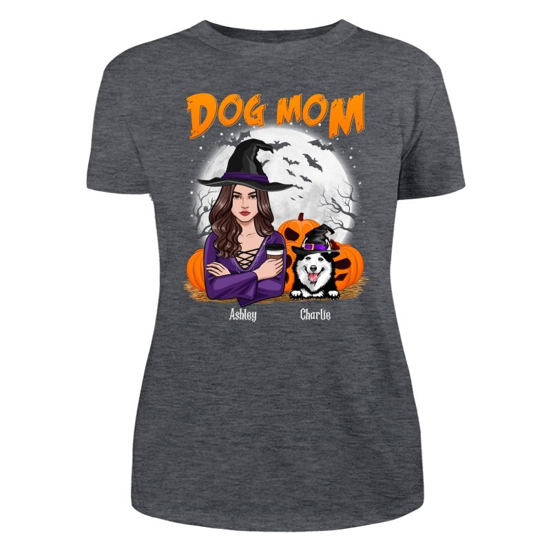 Dog Mom Halloween Woman Front View Vector Personalized Shirt