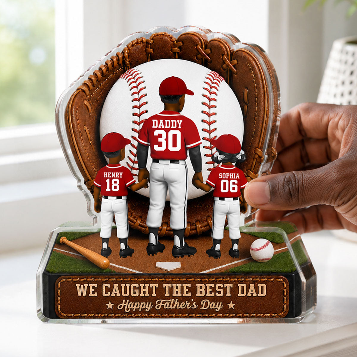 Baseball Dad Legend We Caught The Best Dad - Personalized Acrylic Block Plaque - Gift For Dad