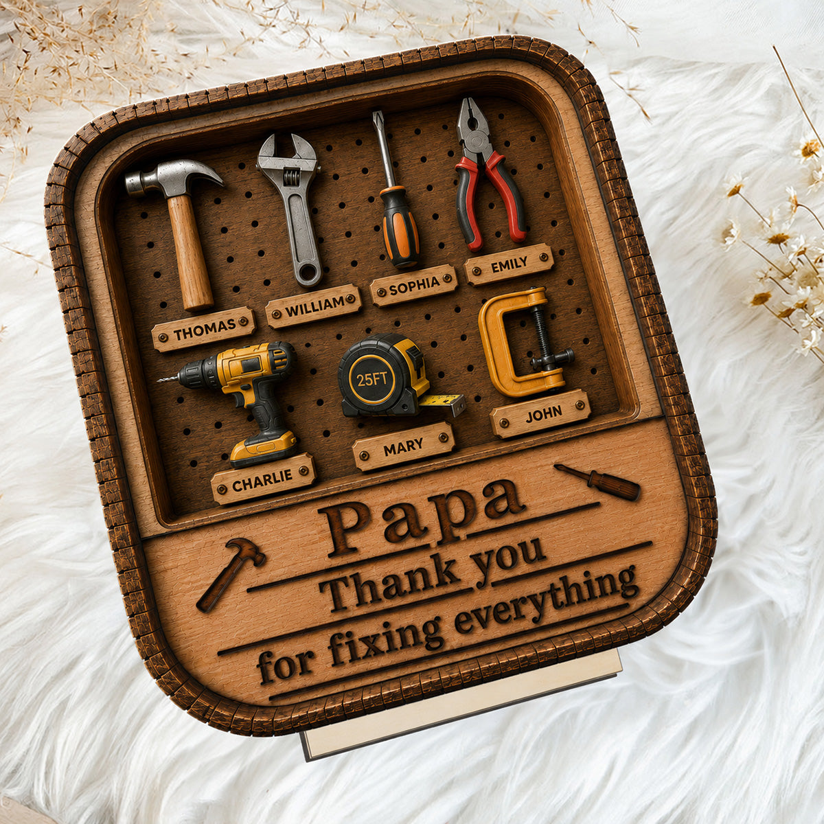 Dad Grandpa Tool Box - Personalized 2-Layered Wooden Plaque - Gift For Dad, Husband