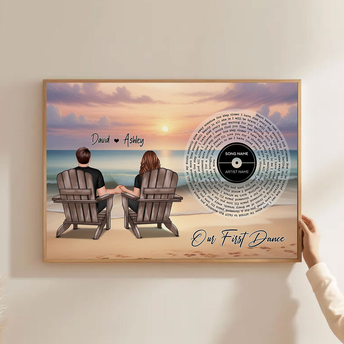 You And Me Beach Landscape Favorite Song Vinyl Lyrics Personalized Poster, Heartfelt 2025 Gift, Anniversary Gift, Birthday Gift For Him, For Her, Boyfriend, Girlfriend, Husband, Wife