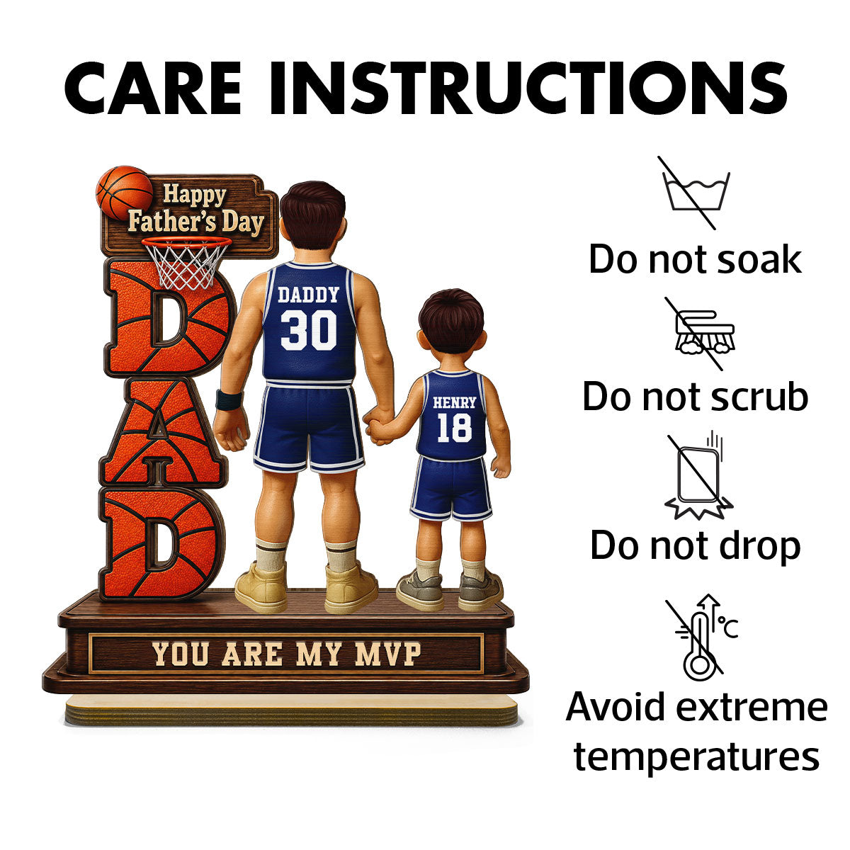 Basketball Dad Legend You Are Our MVP - Personalized 2-Layered Wooden Plaque - Gift For Dad, Husband, Basketball Fans