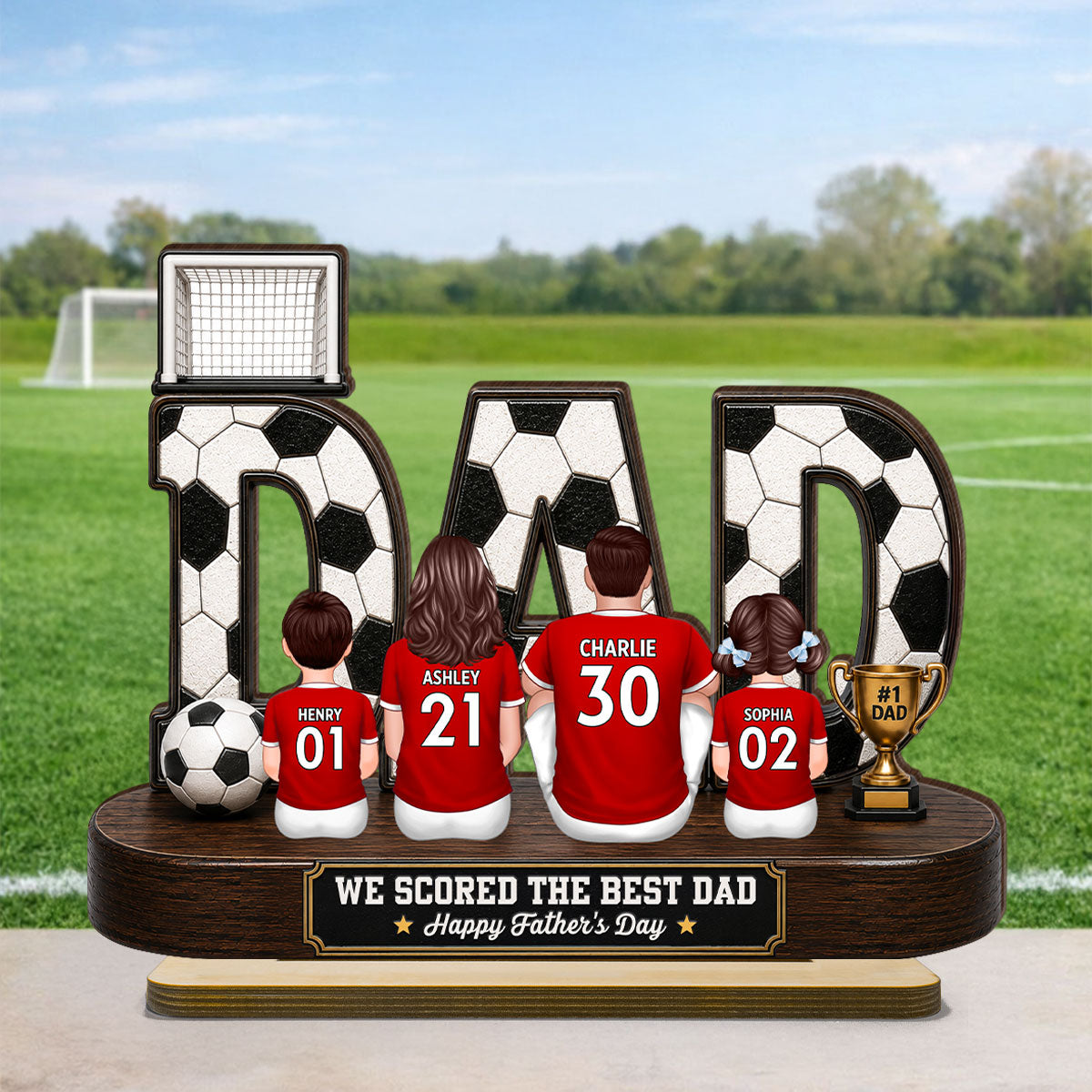 Soccer Family Legend We Scored The Best Dad - Personalized 2-Layered Wooden Plaque - Gift For Dad, Husband, Soccer Lovers