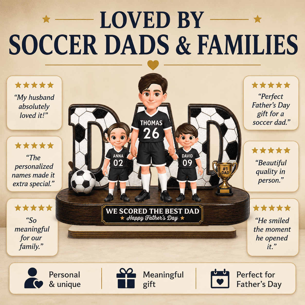 Soccer Dad Legend We Scored The Best Dad - Personalized 2-Layered Wooden Plaque - Gift For Dad, Husband, Soccer Lovers