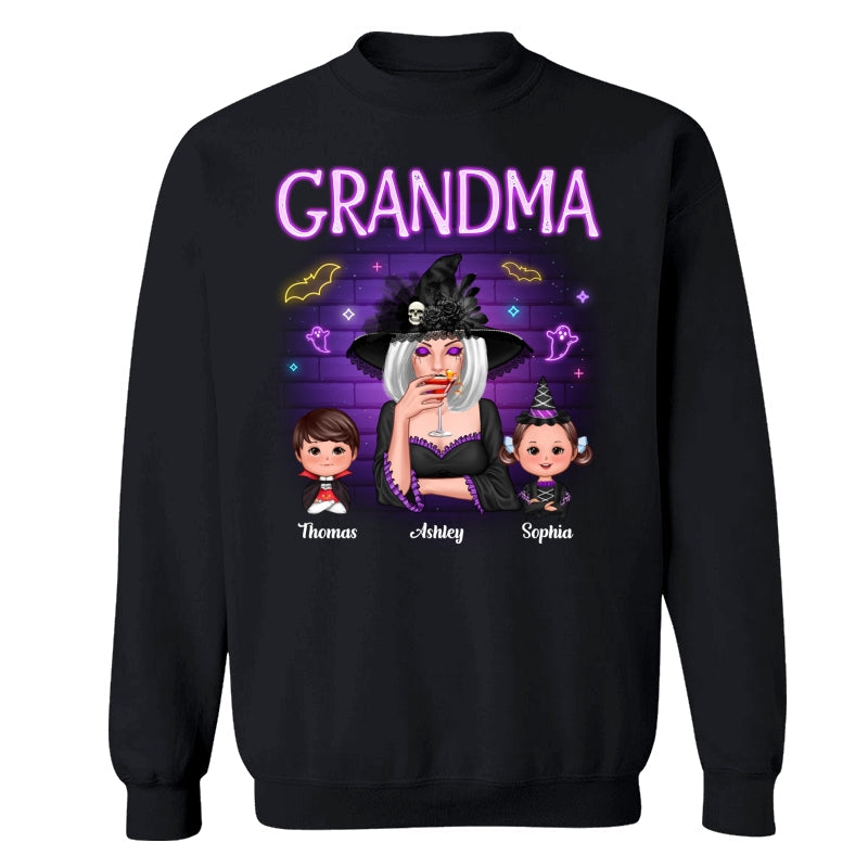 Grandma Mom Halloween Neon Light Personalized Shirt