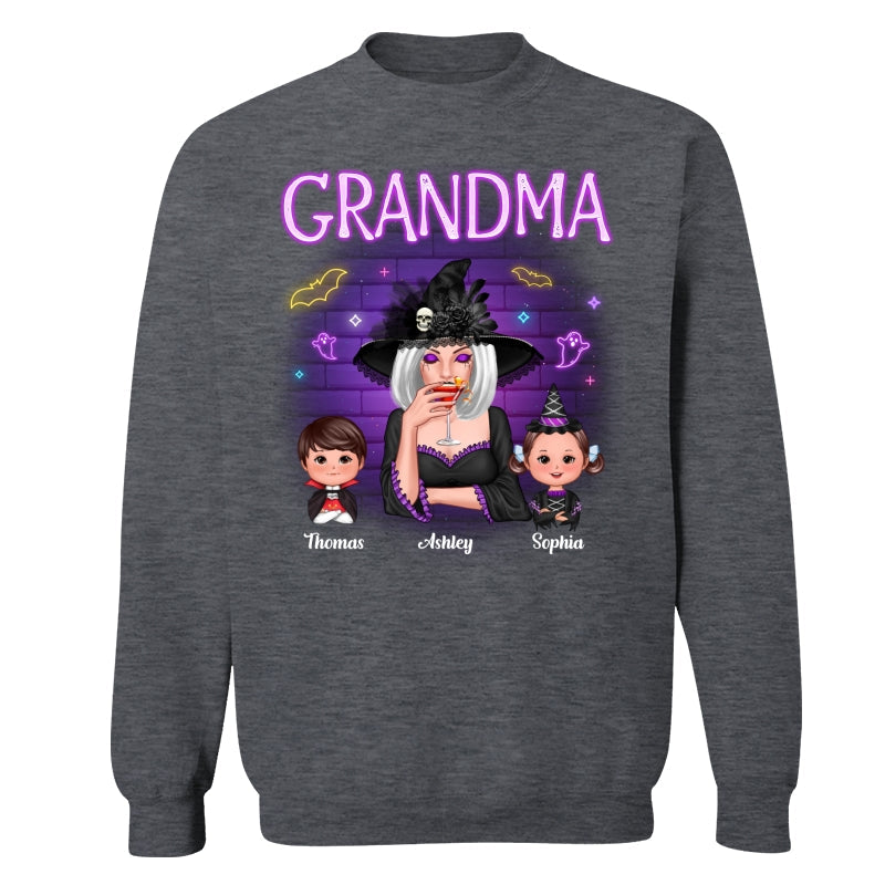 Grandma Mom Halloween Neon Light Personalized Shirt