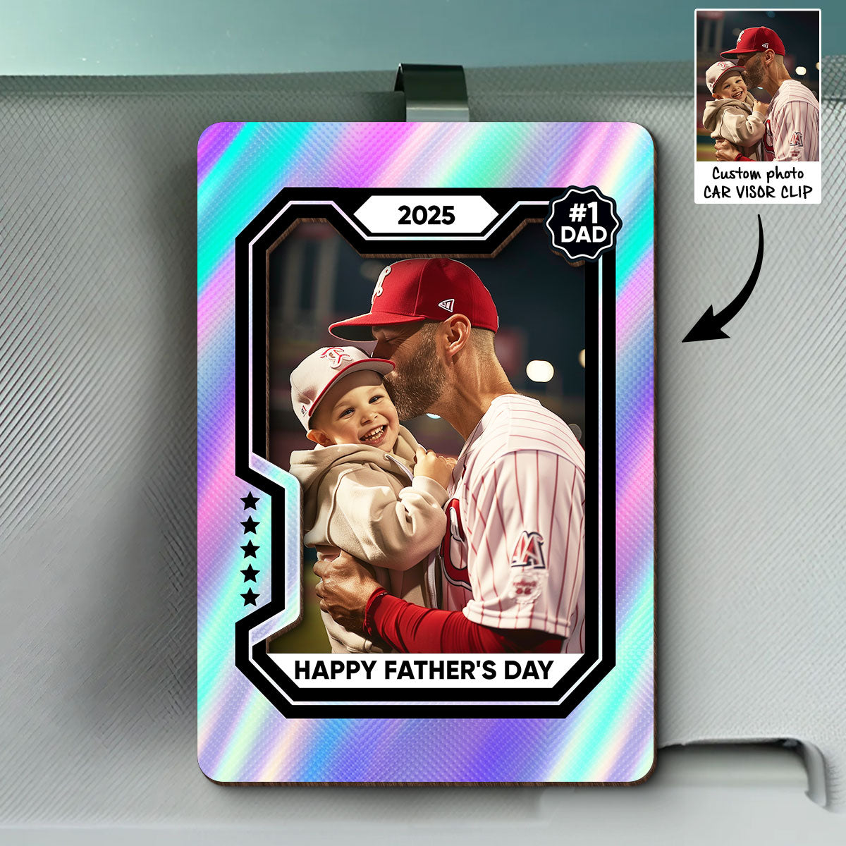 Premium Baseball Card Personalized Acrylic Car Visor Clip, Father's Day Gift for Dads, Gift for Husband