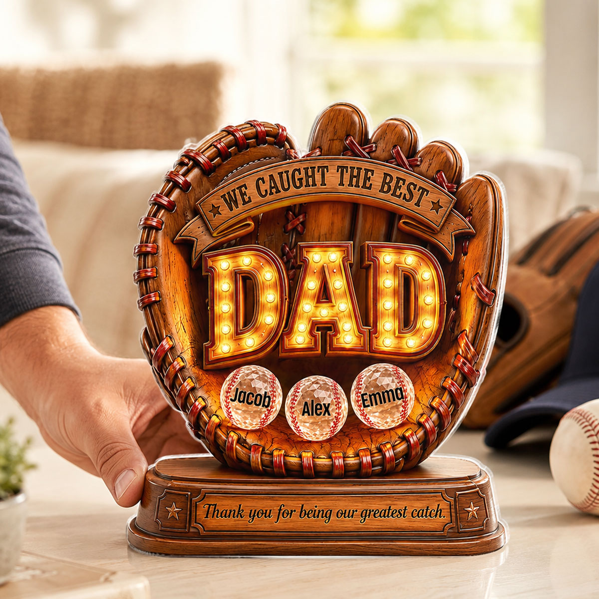 Great Baseball Dad - Personalized Acrylic Block Plaque - Gift for Dad, Husband