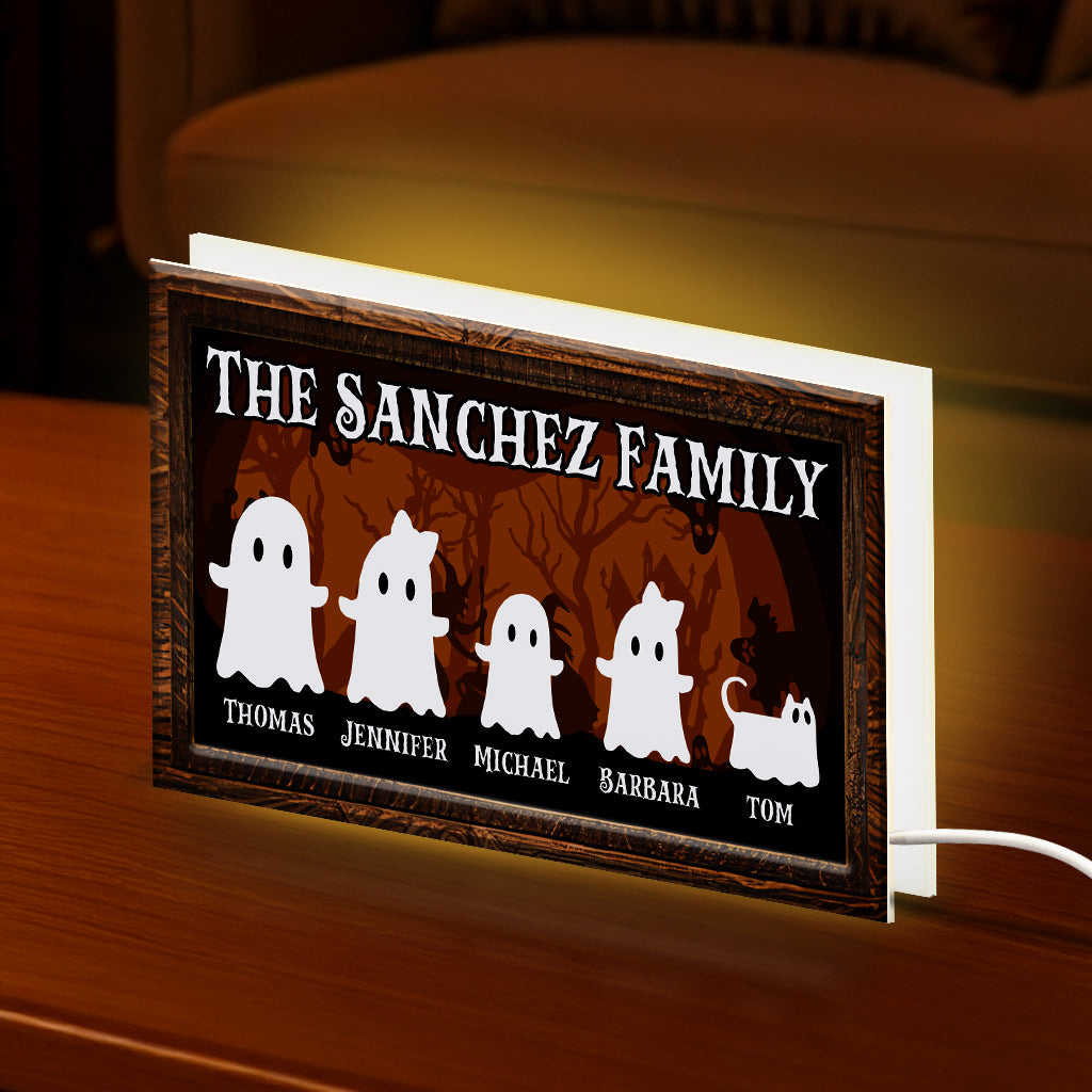 Halloween Ghost Family Tabletop Tiered Tray Decor Personalized LED Light Box
