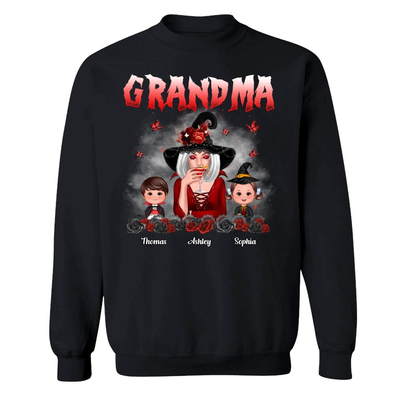 Halloween Roses Grandma With Grandkids Personalized Shirt
