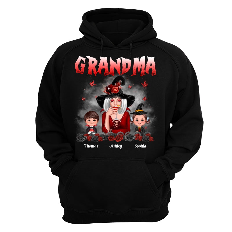Halloween Roses Grandma With Grandkids Personalized Shirt