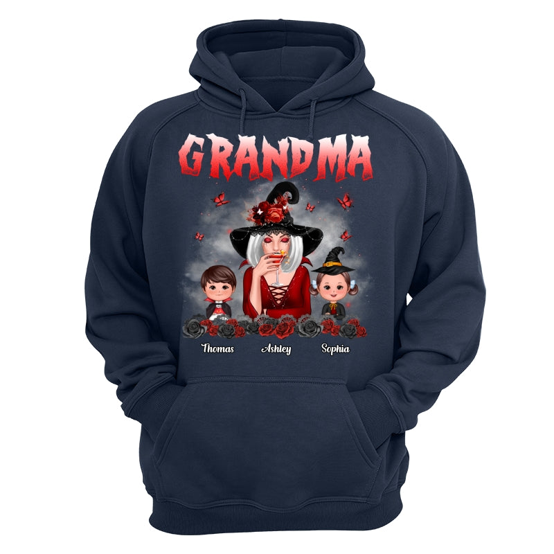 Halloween Roses Grandma With Grandkids Personalized Shirt