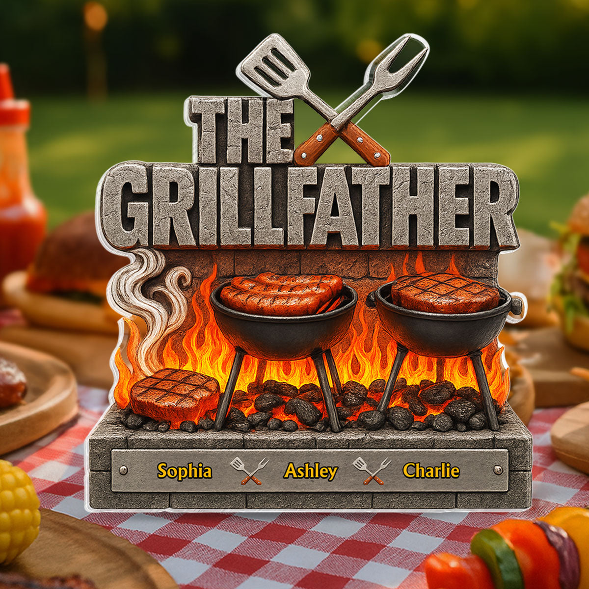 The Grillfather Personalized Custom Shaped Acrylic Block, gift
